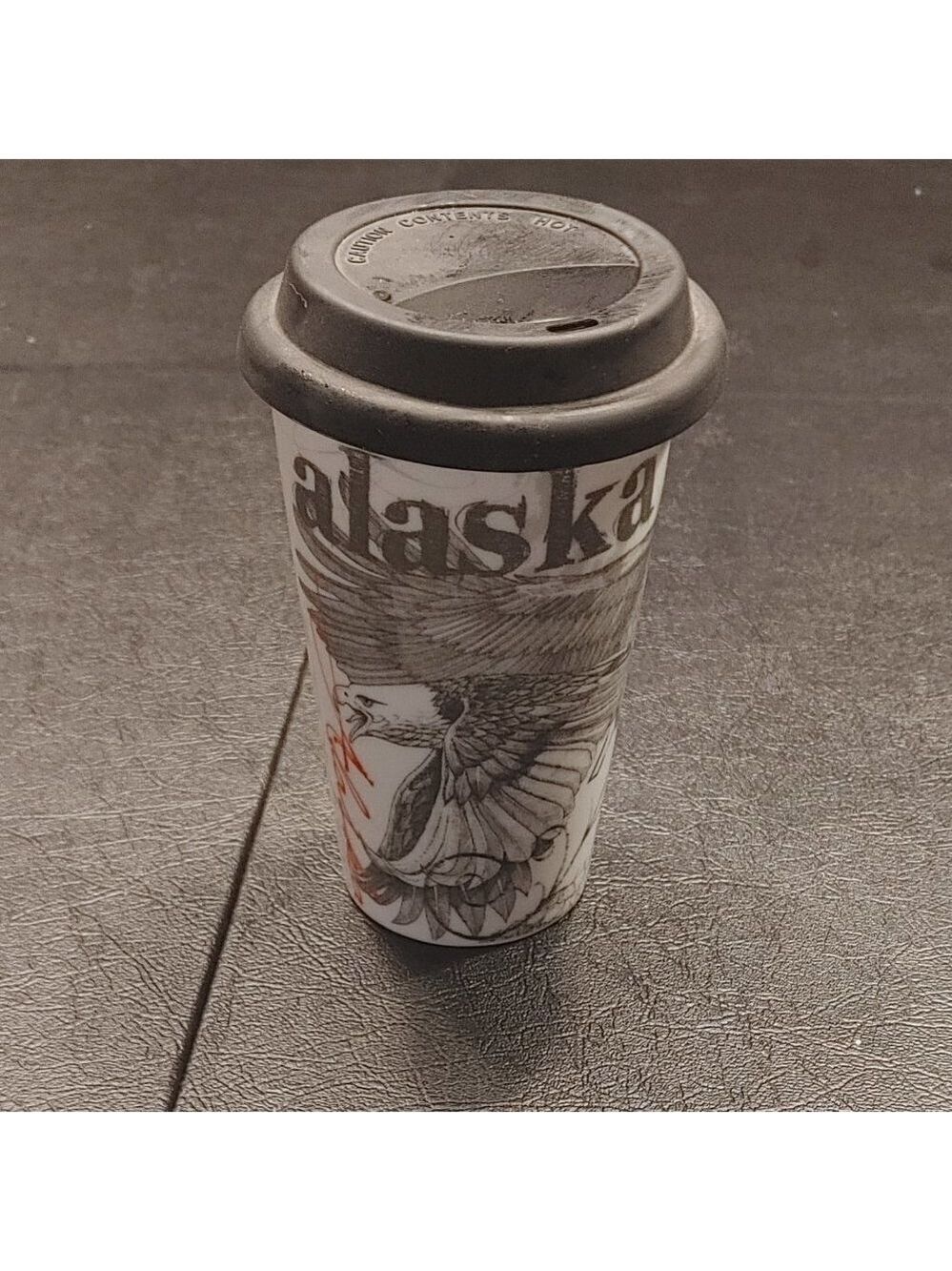 Alaska Black and White Eagles Ceramic Travel Tumbler
